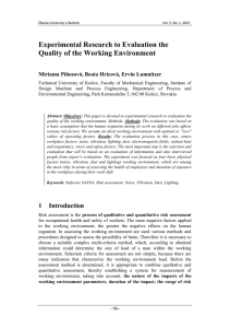 Experimental Research to Evaluation the Quality of the Working Environment