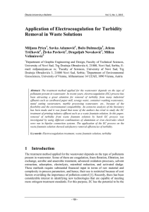 Application of Electrocoagulation for Turbidity Removal in Waste Solutions