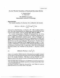 On  the  Wavelet  Transform of  Fractional... §Introduction. The  MITRE  Corporation