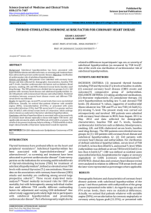 THYROID STIMULATING HORMONE AS RISK FACTOR FOR CORONARY HEART DISEASE ISSN:2276-7487