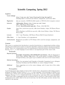 Scientific Computing, Spring 2012