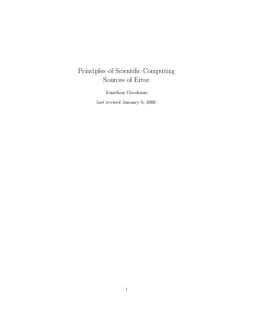 Principles of Scientific Computing Sources of Error Jonathan Goodman