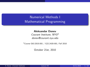 Numerical Methods I Mathematical Programming Aleksandar Donev Courant Institute, NYU