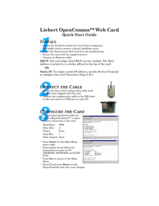 Liebert OpenComms™ Web Card I Quick Start Guide NSTALL