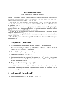1S2 Mathematica Exercises [To be done during computer tutorials]