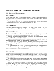 Chapter 2. Simple UNIX comands and spreadsheets 2.1