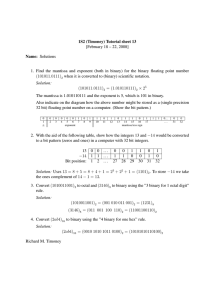 1S2 (Timoney) Tutorial sheet 13 [February 18 – 22, 2008] Name: Solutions