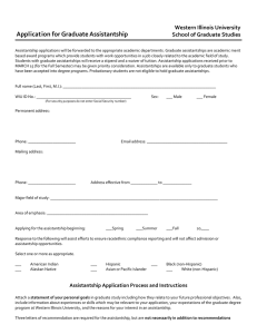 Application for Graduate Assistantship  Western Illinois University School of Graduate Studies