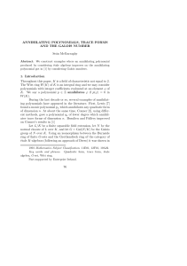 ANNIHILATING POLYNOMIALS, TRACE FORMS AND THE GALOIS NUMBER Se´an McGarraghy