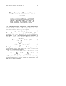 Triangle Geometry and Jacobsthal Numbers