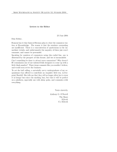 Irish Mathematical Society Bulletin 53, Summer 2004 Letters to the Editor