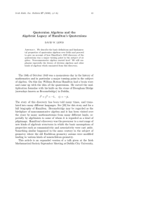 Quaternion Algebras and the Algebraic Legacy of Hamilton’s Quaternions