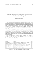Ireland’s Participation in the 51st International Mathematical Olympiad