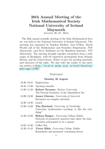26th Annual Meeting of the Irish Mathematical Society National University of Ireland Maynooth
