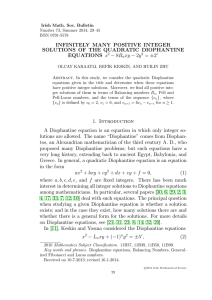 INFINITELY MANY POSITIVE INTEGER SOLUTIONS OF THE QUADRATIC DIOPHANTINE − 8B EQUATIONS x