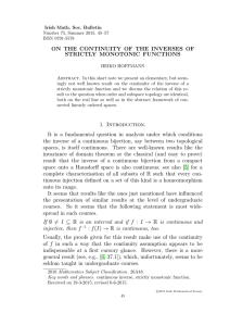 ON THE CONTINUITY OF THE INVERSES OF STRICTLY MONOTONIC FUNCTIONS