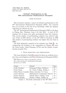 Ireland’s Participation in the 56th International Mathematical Olympiad
