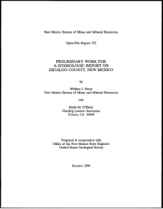 A PRELIMINARY WORK FOR HYDROLOGIC  REPORT  ON HIDALGO COUNTY, NEW MEXICO
