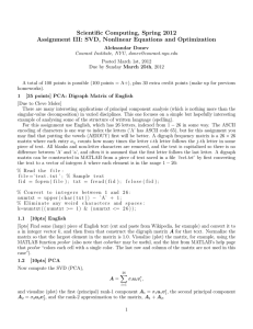 Scientific Computing, Spring 2012 Assignment III: SVD, Nonlinear Equations and Optimization