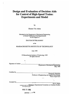 Design  and Evaluation of Decision  Aids Experiments and Model by