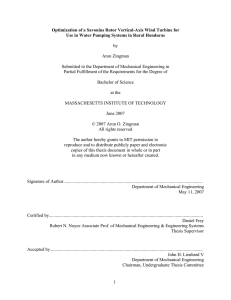 Optimization of a Savonius Rotor Vertical-Axis Wind Turbine for