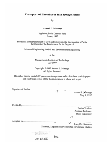 Transport of Phosphorus in  a Sewage  Plume