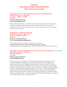 Fall 2012 HONORS COURSE DESCRIPTIONS (All courses are 3.0 credits)