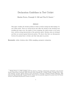 Declaration Guidelines in Test Cricket