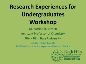 Research Experiences for Undergraduates Workshop Dr. Katrina H. Jensen