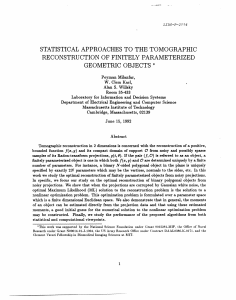 STATISTICAL  APPROACHES  TO  THE  TOMOGRAPHIC