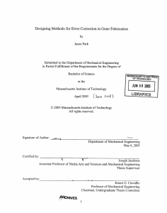 Designing Methods for Error Correction in Gene Fabrication