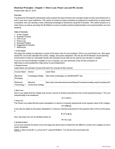Electrical Principles - Chapter 1: Ohm’s Law, Power Law and...