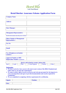 Retail Butcher Assurance Scheme Application Form