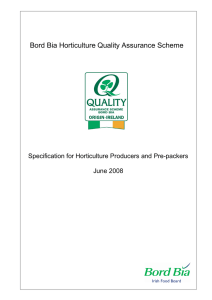 Bord Bia Horticulture Quality Assurance Scheme June 2008