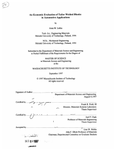 An  Economic  Evaluation  of Tailor Welded ... in  Automotive  Applications Anna M. Lokka