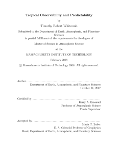 Tropical Observability and Predictability Timothy Robert Whitcomb