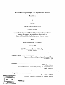 Electric Field  Engineering  in  GaN High Electron ... Transistors