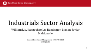 Industrials	Sector	Analysis William	Liu,	Jiangochao	Lu,	Remington	Lyman,	Javier Maldonado 1