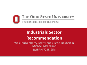 Industrials	Sector Recommendation Wes	Faulkenberry,	Matt	Landy,	Jerid	Linkhart	&amp; Michael	McLelland
