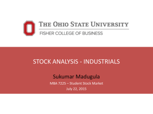 STOCK ANALYSIS - INDUSTRIALS Sukumar Madugula MBA 7225 – Student Stock Market