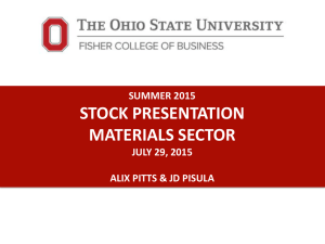 STOCK PRESENTATION MATERIALS SECTOR SUMMER 2015 JULY 29, 2015