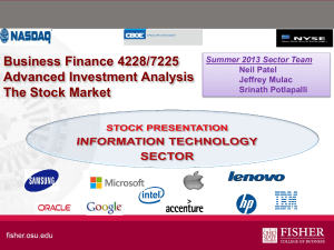 Business Finance 4228/7225 Advanced Investment Analysis The Stock Market
