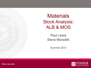 Materials Stock Analysis: ALB &amp; MOS Paul Lewis