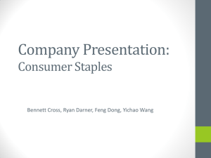Company Presentation: Consumer Staples Bennett Cross, Ryan Darner, Feng Dong, Yichao Wang