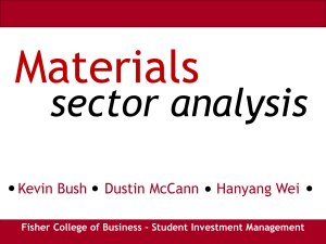 Materials sector analysis Fisher College of Business – Student Investment Management