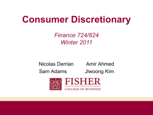 Consumer Discretionary Finance 724/824 Winter 2011 Nicolas Derrian