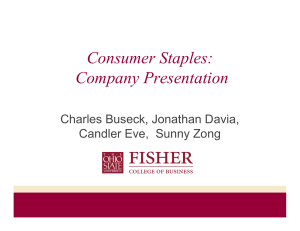 Consumer Staples: Company Presentation Charles Buseck, Jonathan Davia, Candler Eve,  Sunny Zong