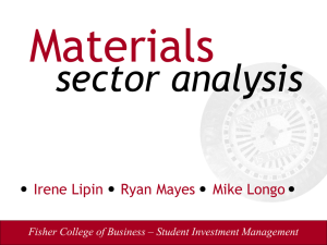 Materials sector analysis Fisher College of Business – Student Investment Management