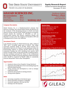 GILEAD SCIENCES INC. NASDAQ: GILD Equity Research Report Nicholas C. LiBassi