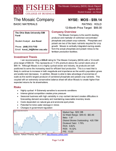 The Mosaic Company  NYSE:  MOS - $59.14 BASIC MATERIALS